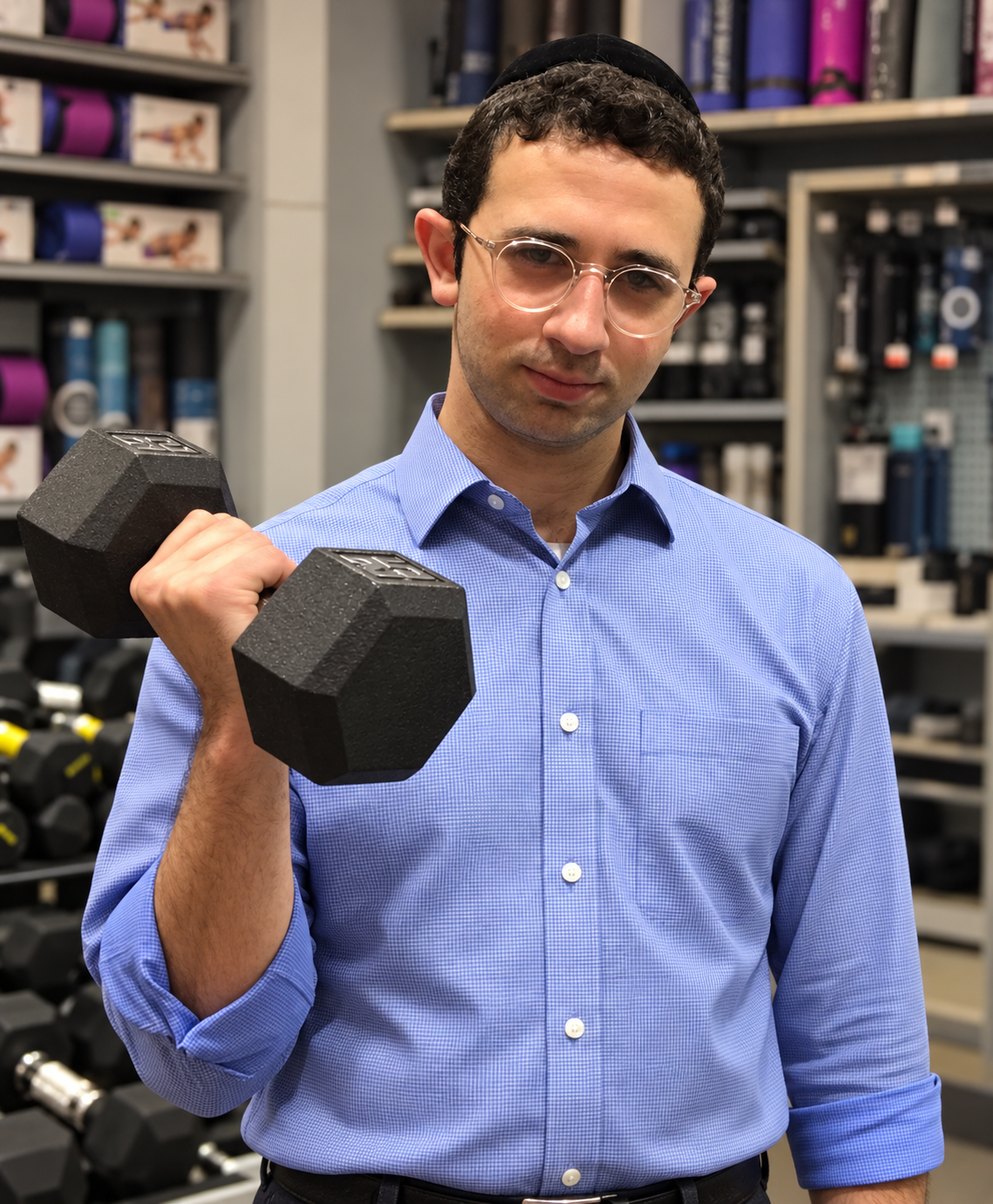Alan Richard Reid holding a dumbbell